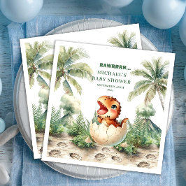 Guardanapo De Papel De Jantar Lenços de Nome Chuvinha de Bebê Pequeno Dino Choca