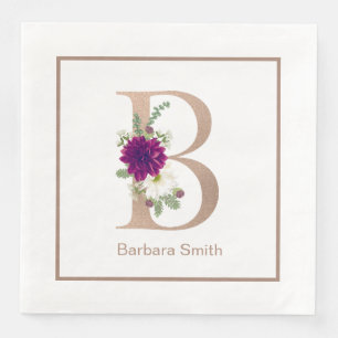 Guardanapo De Papel De Jantar Letra F monograma personalizada de bouqet floral