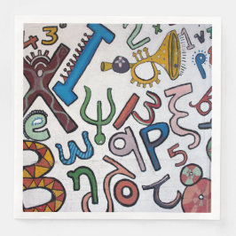 Guardanapo De Papel De Jantar Letras Coloridas e Números