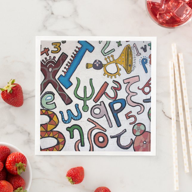 Guardanapo De Papel De Jantar Letras Coloridas e Números (Insitu)