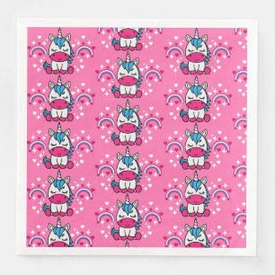 Guardanapo De Papel De Jantar Little Girls Pink Rainbow Unicorn