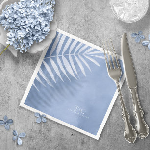 Guardanapo De Papel De Jantar Lush Palm Leaf Wedding Windsor Blue V3 ID956