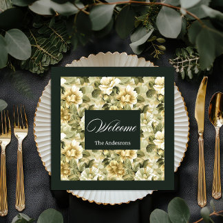 Guardanapo De Papel De Jantar Luxury Green Napkins Destaque de Mesa de Folhagem
