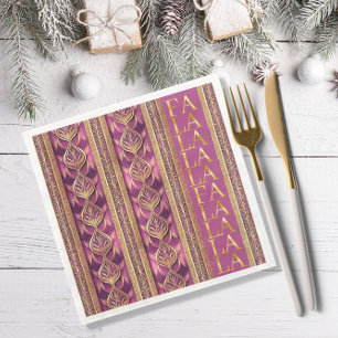 Guardanapo De Papel De Jantar Magenta Dourado Natal Fa La Pattern#27 ID1009