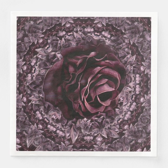 Guardanapo De Papel De Jantar Mandala de Rosa  (Frente)