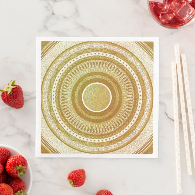 Guardanapo De Papel De Jantar Mandala Dourado e Brilho (Insitu)
