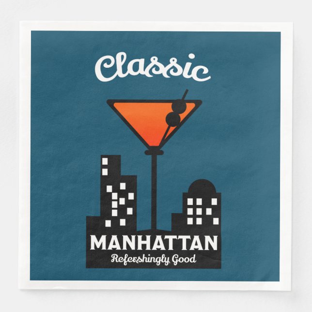 Guardanapo De Papel De Jantar Manhattan Cocktail Wall Art (Frente)