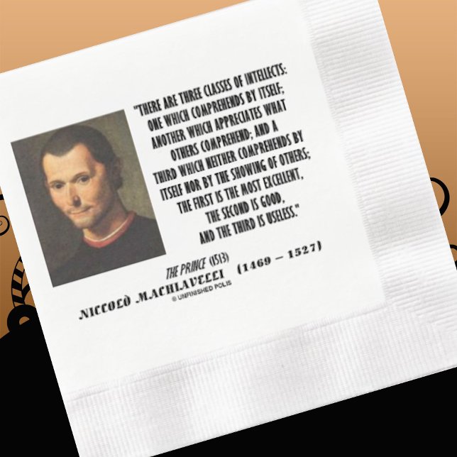 Guardanapo De Papel De Jantar Maquiavelli Três Classes De Citação Intelectuais (Let your wry intelligent side shine at your next event with this Machiavelli quote paper napkin! )