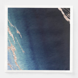 Guardanapo De Papel De Jantar Marinho Azul Agate Agate Rosa de Casamento Moderno