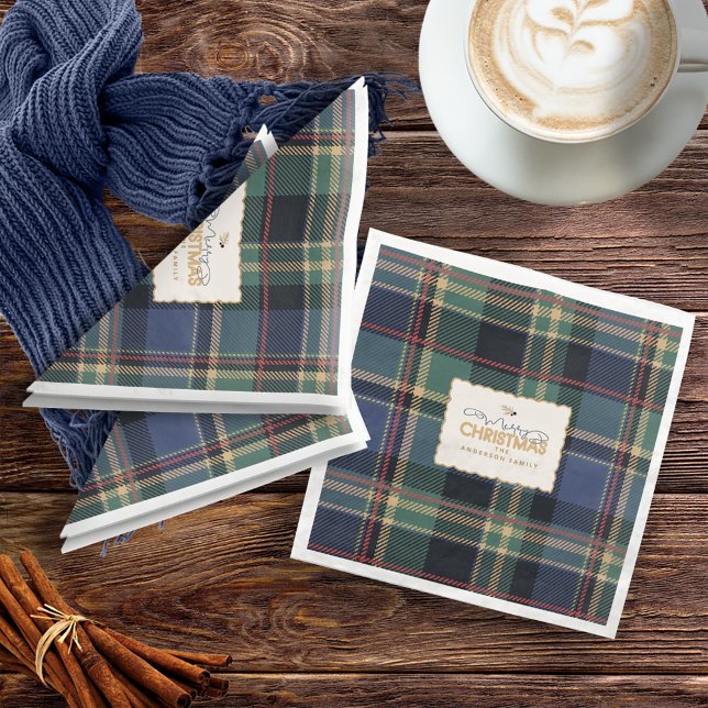Guardanapo De Papel De Jantar Marinho de Natal Tartan Blue ID1141B (Criador carregado)