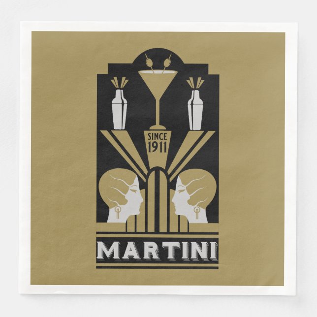Guardanapo De Papel De Jantar Martini Art Deco Art (Frente)