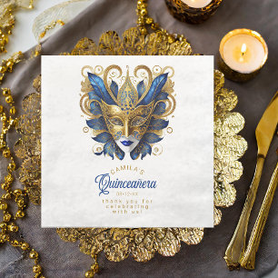 Guardanapo De Papel De Jantar Mascarada Mask Motif Blue Dourado White ID1031