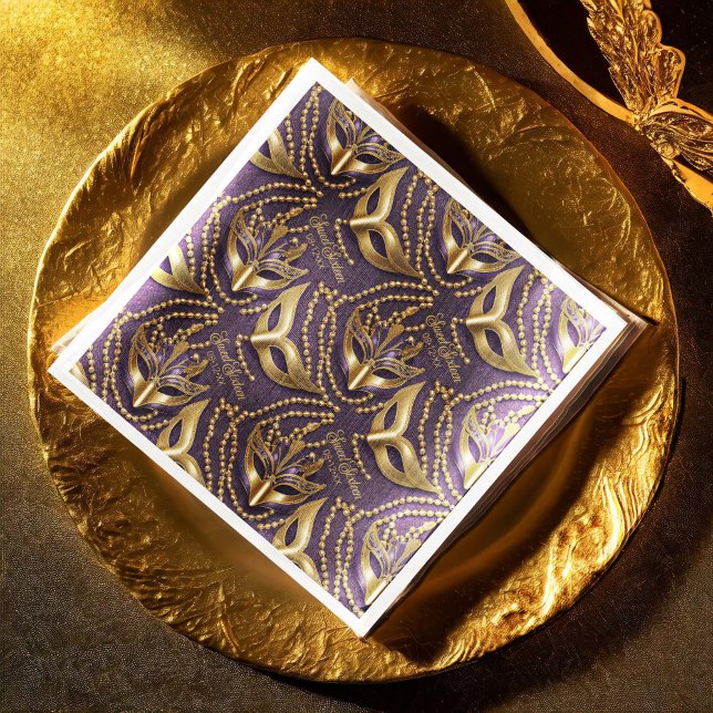 Guardanapo De Papel De Jantar Mascarada Sweet 16 Miçanga Mask Purple ID1032 (Criador carregado)