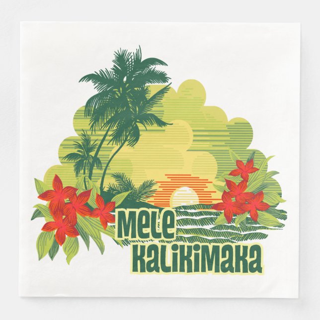Guardanapo De Papel De Jantar Mele Kalikimaka Ilha Tropical Natal (Frente)