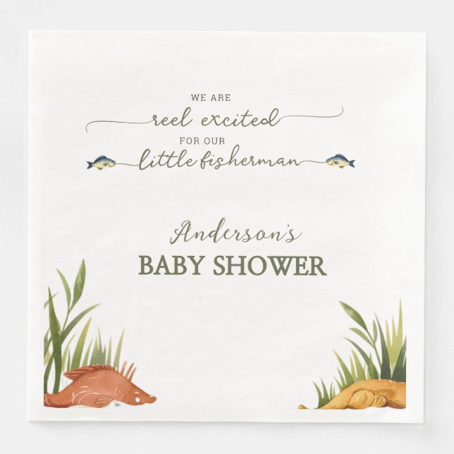 Guardanapo De Papel De Jantar Menino Pescador Rústico Bebê (Frente)