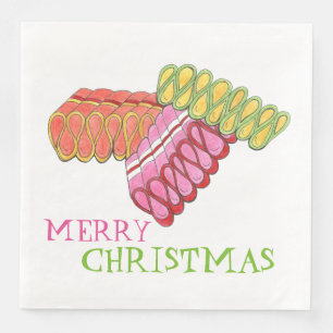 Guardanapo De Papel De Jantar Merry Natal Holiday Classic Ribbon Candy