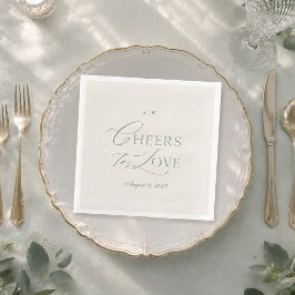 Guardanapo De Papel De Jantar Minimalista Verde Salvia Saudações ao Amor
