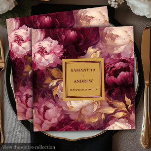 Guardanapo De Papel De Jantar Modern Blush Burgundy Dourado Boho Wedkins Napkins