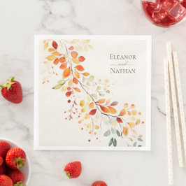 Guardanapo De Papel De Jantar Modern Boho Watercolor Autumn Deixa Casamento