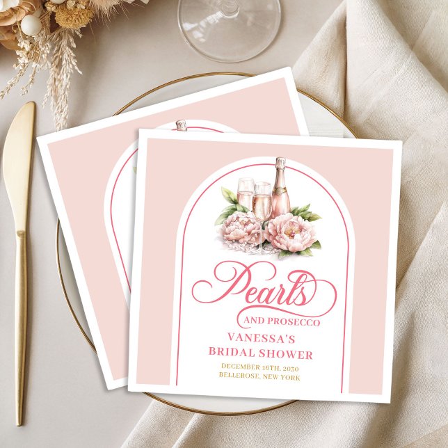 Guardanapo De Papel De Jantar Modern Personalized Blush and Gold Bridal Napkins (Modern Personalized Blush and Gold Bridal Napkin)