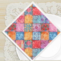 Monograma de Impressão Colorida em Patchwork