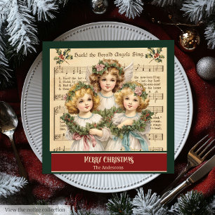 Guardanapo De Papel De Jantar Monograma Natal Napkins Retro Angel Tableware