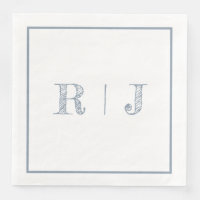 Monogramas Iniciais Dusty Blue Modern Wedn