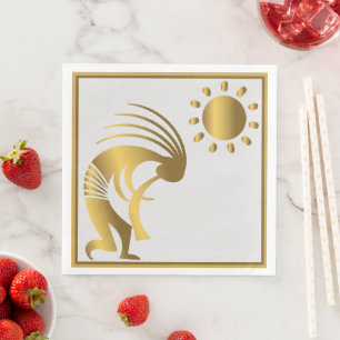 Guardanapo De Papel De Jantar Música Sudoeste Dourado Kokopelli Napkins