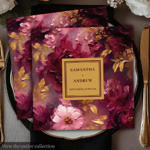 Guardanapo De Papel De Jantar Na moda Blush Burgundy Dourado Casamento Floral Na