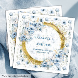 Guardanapo De Papel De Jantar Na moda Vintage Dusty Blue Dourado Casamento Napki