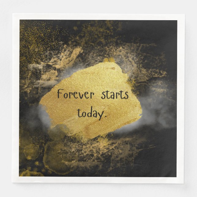 Guardanapo De Papel De Jantar Nabo de casamento preto e ouro (Frente)