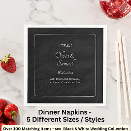 Guardanapo De Papel De Jantar Names Date Message Black White Infinity 