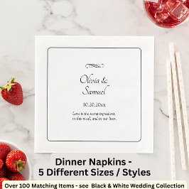 Guardanapo De Papel De Jantar Names Date Message Black White Infinity 