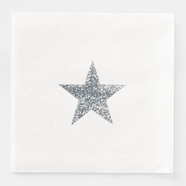 Guardanapo De Papel De Jantar Napkins - Estrela de Lata Prateada (Frente)