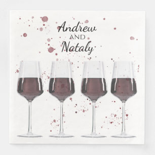 Guardanapo De Papel De Jantar Nata de vinho tinto aquarela