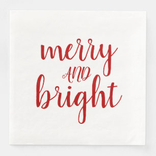 Guardanapo De Papel De Jantar Natal de Script Vermelho feliz e Brilhante
