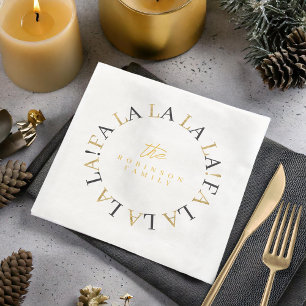 Guardanapo De Papel De Jantar Natal Dourado preto Fa La ID1009