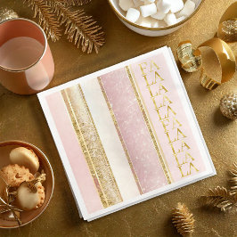 Guardanapo De Papel De Jantar Natal Dourado rosa Fa La Pattern#27 ID1009