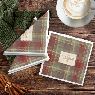 Guardanapo De Papel De Jantar Natal Tartan Brick Red Green ID1141A