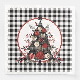 Guardanapo De Papel De Jantar Natal Xadrez Buffalo Preto