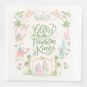 Guardanapo De Papel De Jantar Natividade Pastel Glória ao Rei Recém-Nascido