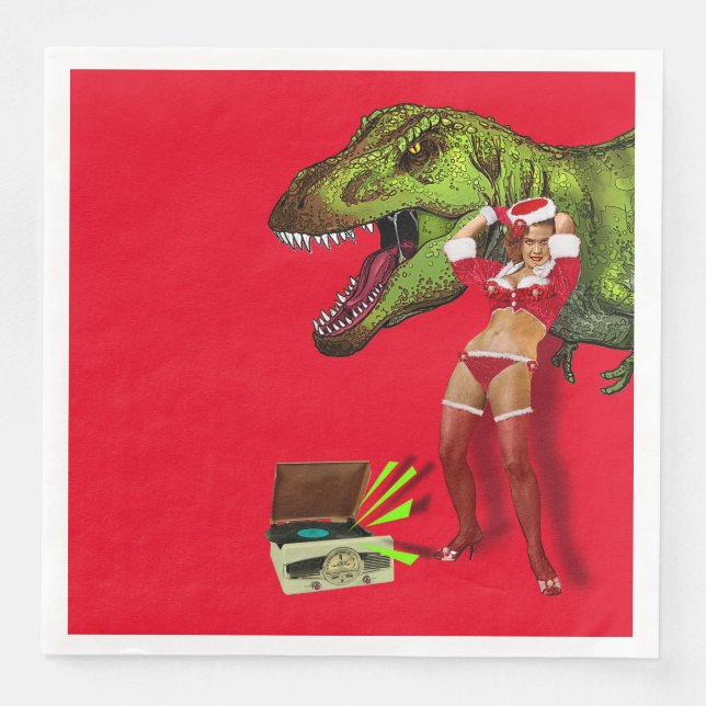 Guardanapo De Papel De Jantar Navideña Jurásica (Frente)