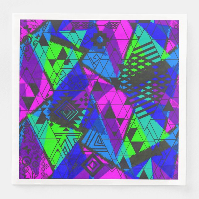 Guardanapo De Papel De Jantar Neon abstrato . (Frente)