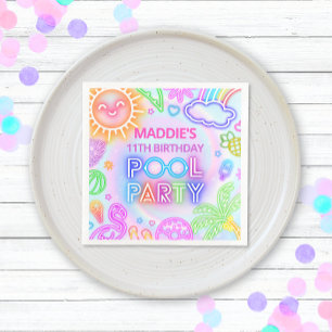Guardanapo De Papel De Jantar Neon Piscina Party Birthday Napkins