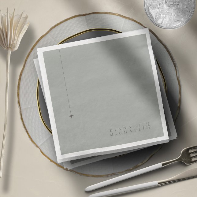 Guardanapo De Papel De Jantar Neutros Elegantes Casamento Cinza Sage ID1020 (Criador carregado)