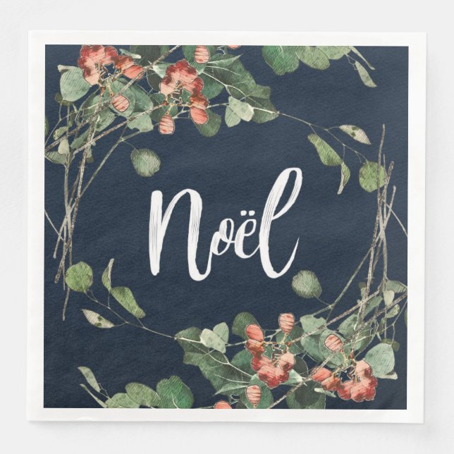 Guardanapo De Papel De Jantar Noel/Frota de Natal com Berries (Frente)