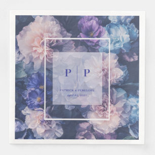 Guardanapo De Papel De Jantar Noiva Azul Roxo Floral Mal-humorada
