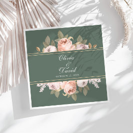 Guardanapo De Papel De Jantar Noivas Boho Peônias Verde Sage