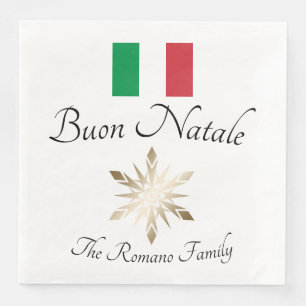 Guardanapo De Papel De Jantar Nome de Família Italiano Bandeira e Floco de Neve