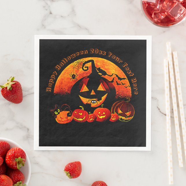 Guardanapo De Papel De Jantar Nome do Halloween Ano 20xx Glow Pumpkin Web (Insitu)